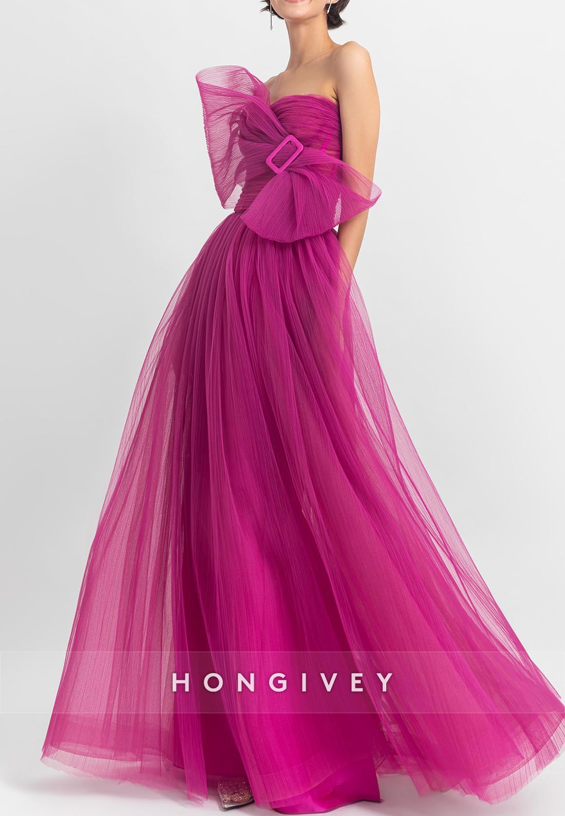 Aline Classic Bows Pleats Sweetheart Classic Long Prom Dresses