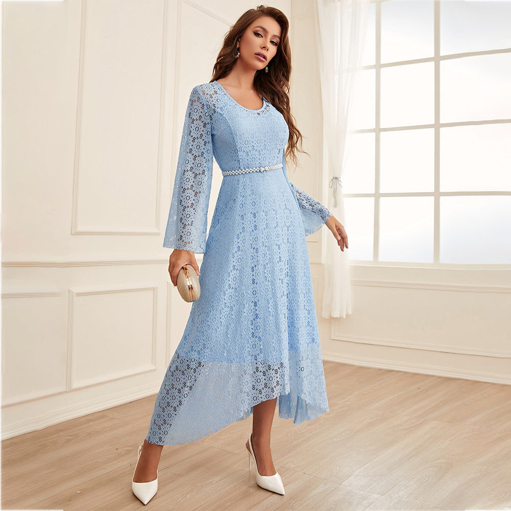 Women Clothing Spring Summer Casual Two Piece Set Maxi Dress Round Neck A line Big Hem Dress