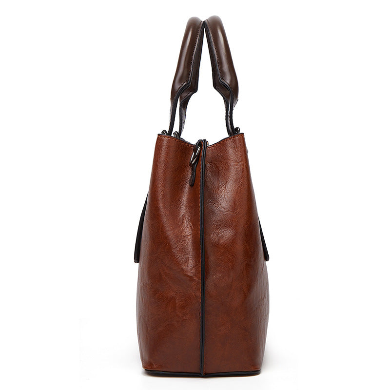 Women Retro Handbag Contrast Shoulder Women Big Bag