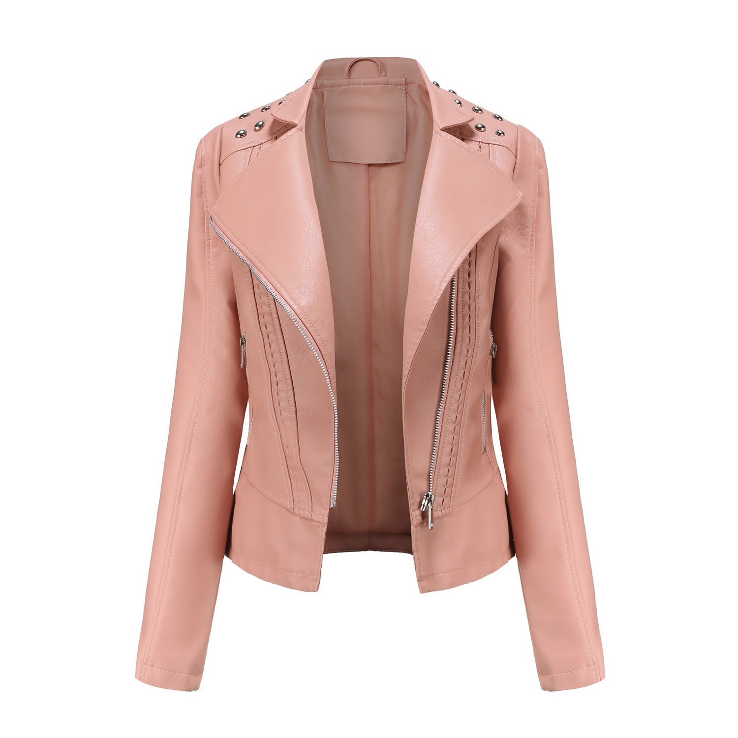 Women Rivet Leather Jacket Women Jacket Collared Motorcycle Clothing Thin Spring Autumn Women Jacket