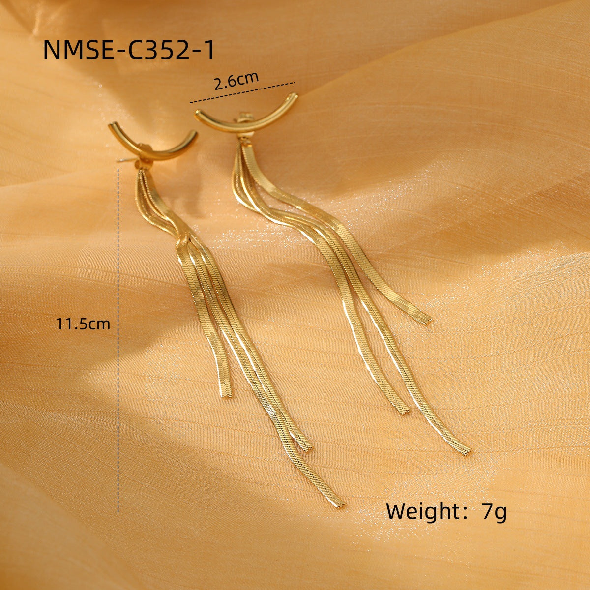 Tassel Pearl Titanium Steel Earrings Women Light Luxury High Grade Diamond Embedded Non Fading Stainless Steel Eardrop One Size NMSE-C352-1 Gold