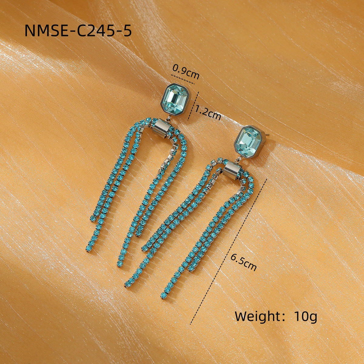 Tassel Pearl Titanium Steel Earrings Women Light Luxury High Grade Diamond Embedded Non Fading Stainless Steel Eardrop One Size NMSE-C245-5 Steel-Blue