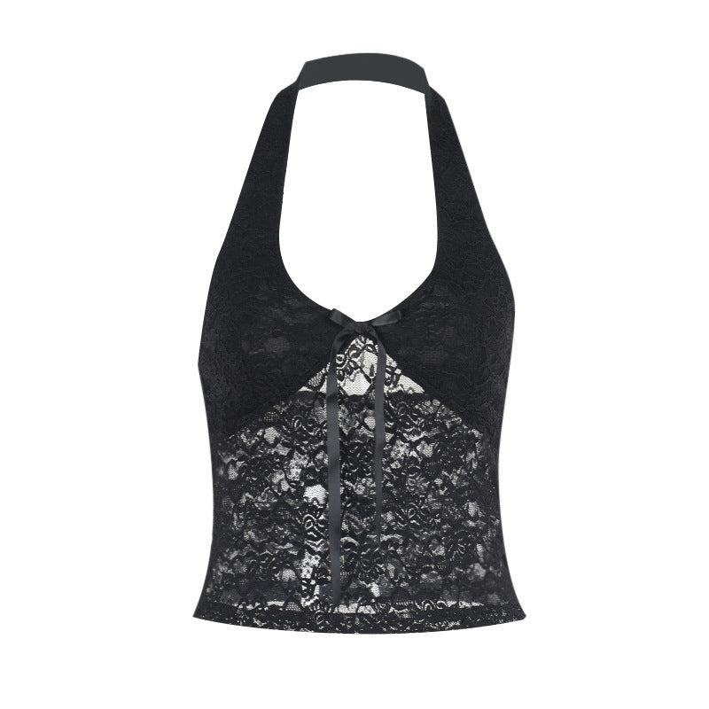 Autumn Halter Top Sexy All Matching V neck Lace Sexy Vest for Women