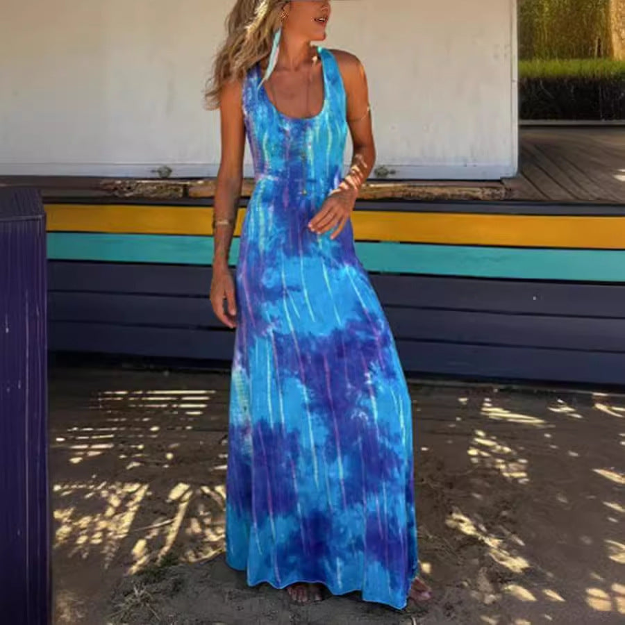 Summer Sexy Women Wear Sling Backless Cross Maxi Dress