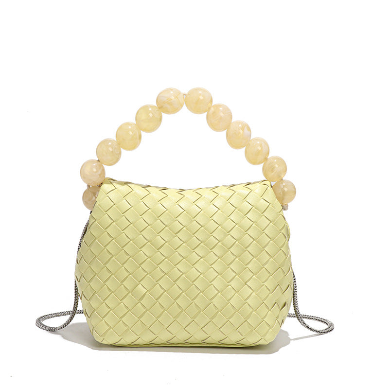 Vintage Weave Glass Handbag Niche All Match Shoulder Bag Trendy Simple Crossbody Bag Women One Size Jelly Yellow