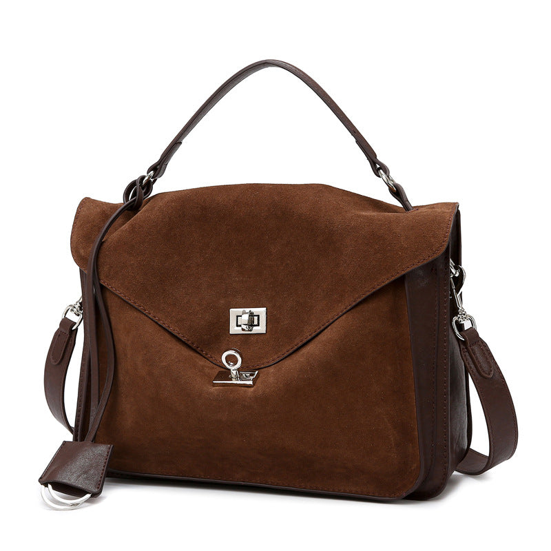 Women Bag Frosted Leather Light Luxury Women Bag High Sense Messenger Bag Handheld Crossbody Bag Large Capacity Office Bag One Size Brown