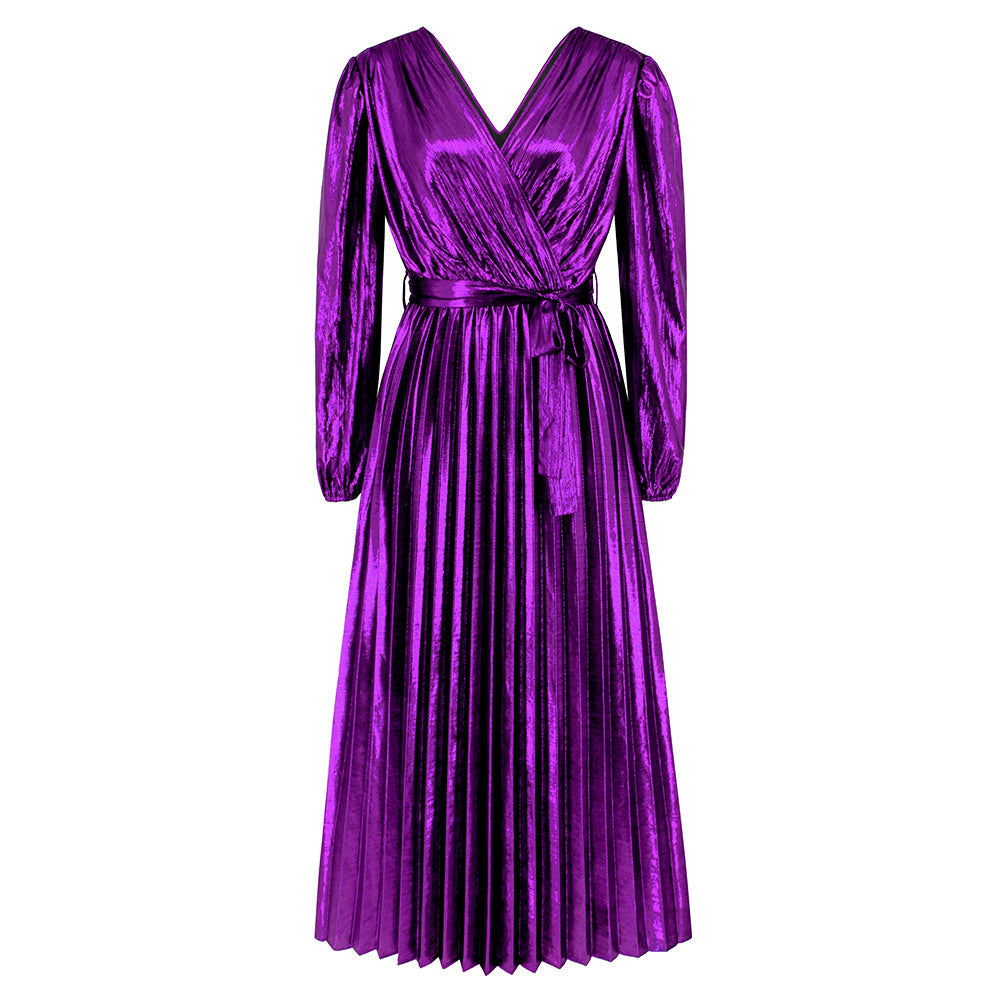 Women Clothing Slim Long Long Sleeve Evening Dress Elegant Sexy Dress Party Purple