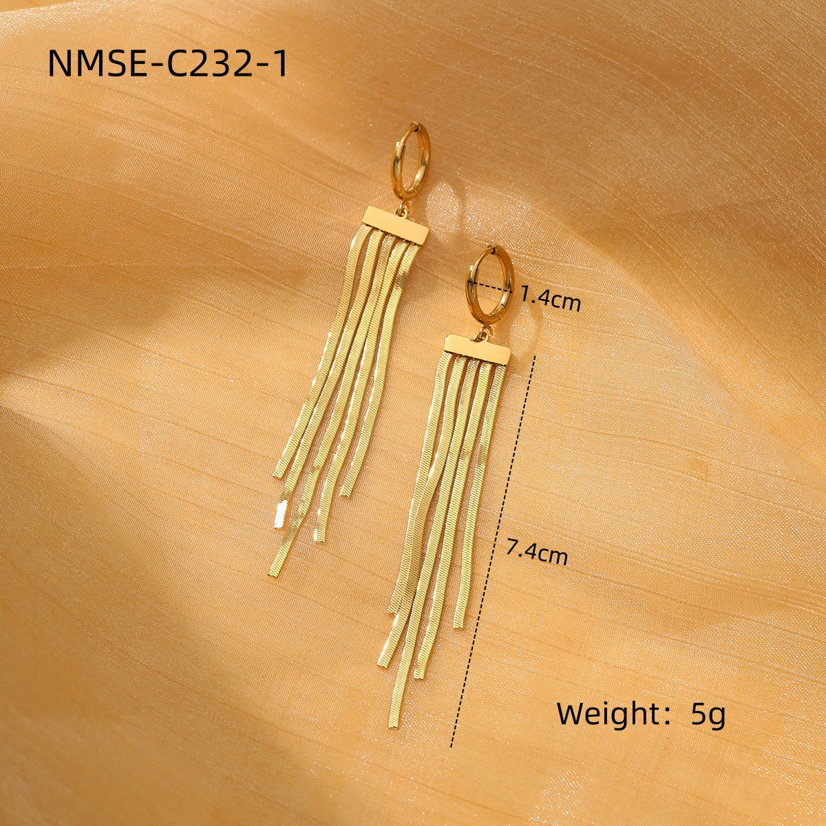 Tassel Pearl Titanium Steel Earrings Women Light Luxury High Grade Diamond Embedded Non Fading Stainless Steel Eardrop One Size NMSE-C232-1 Gold