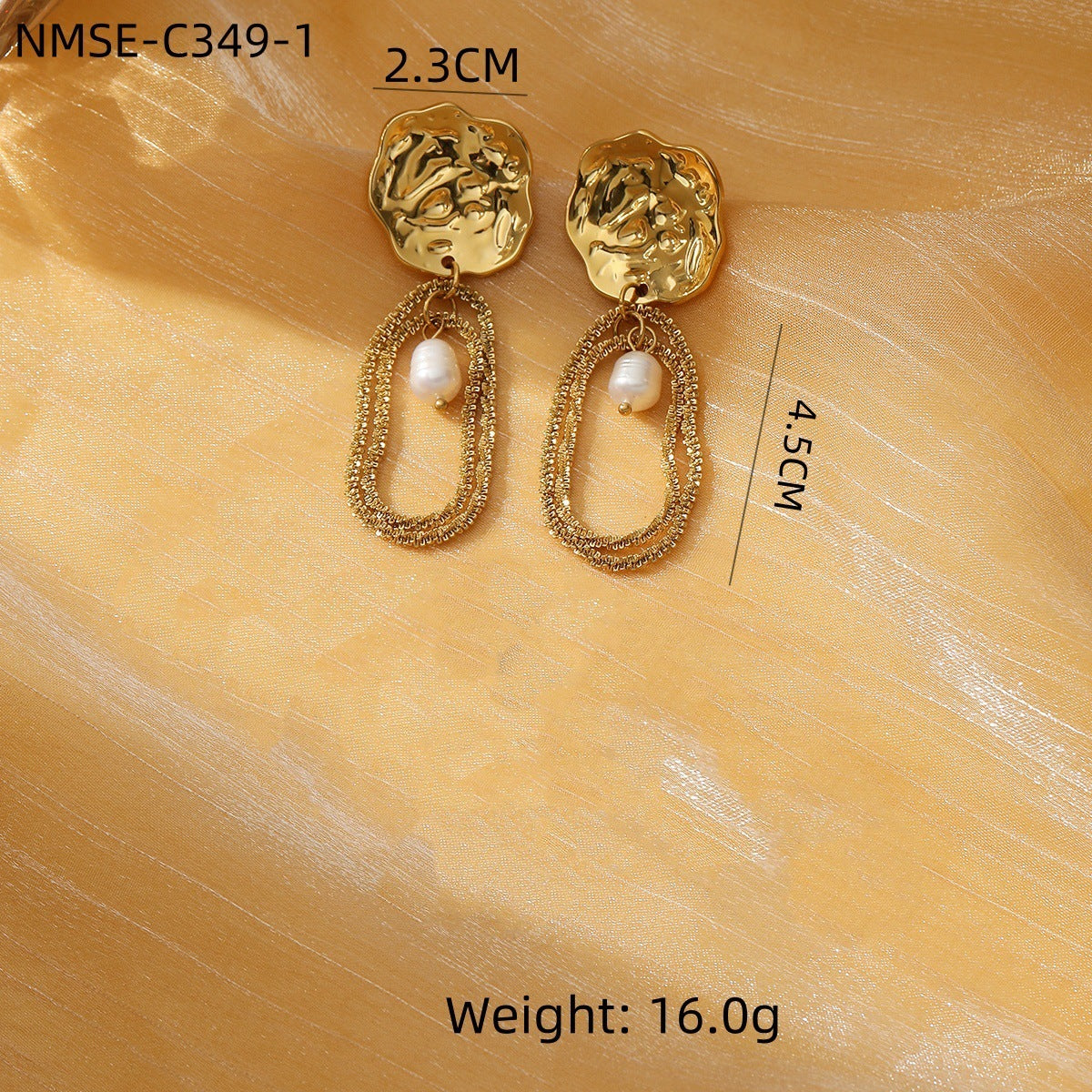 Tassel Pearl Titanium Steel Earrings Women Light Luxury High Grade Diamond Embedded Non Fading Stainless Steel Eardrop One Size NMSE-C349-1 Gold