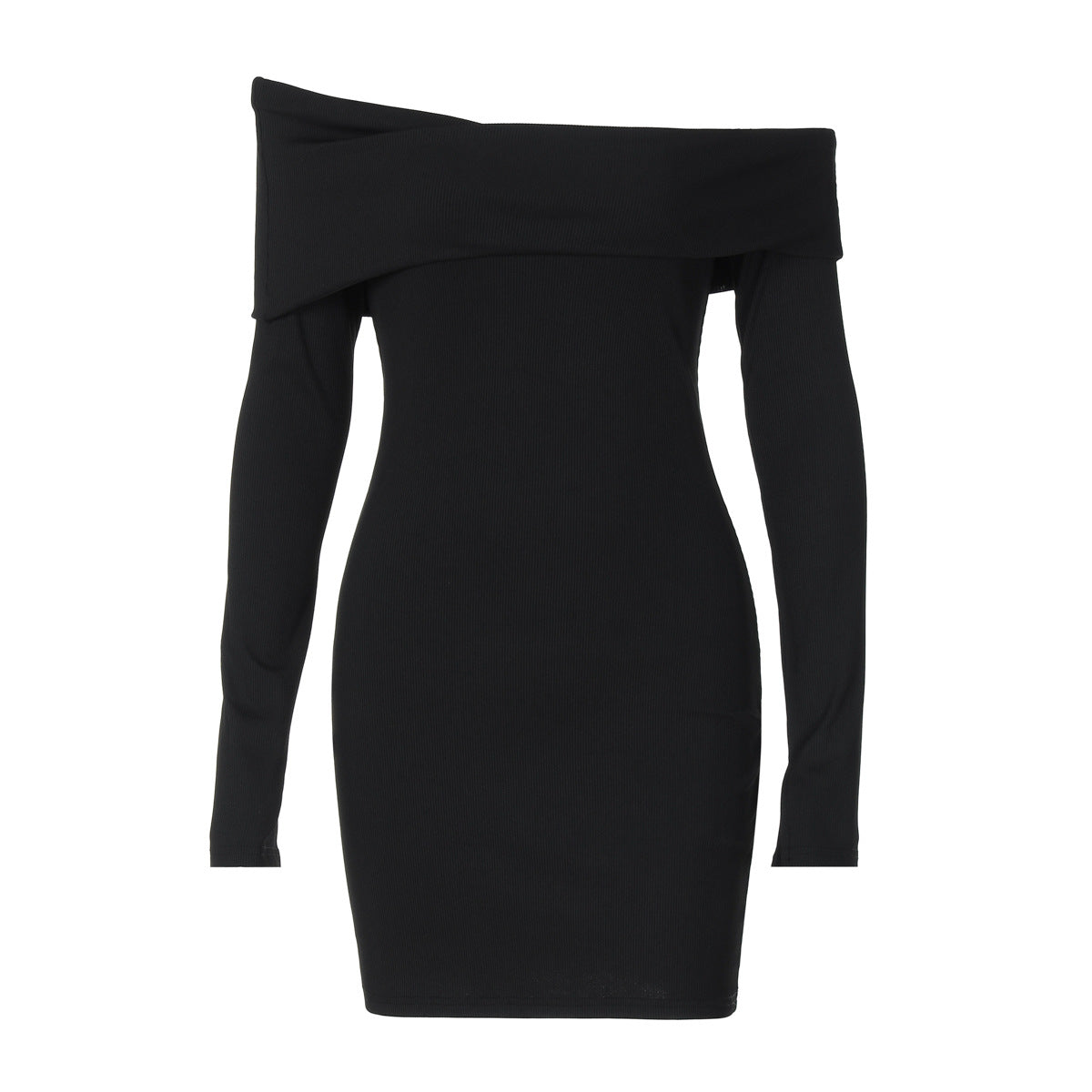 Women Clothing Autumn Slim Solid Color Sheath Dress