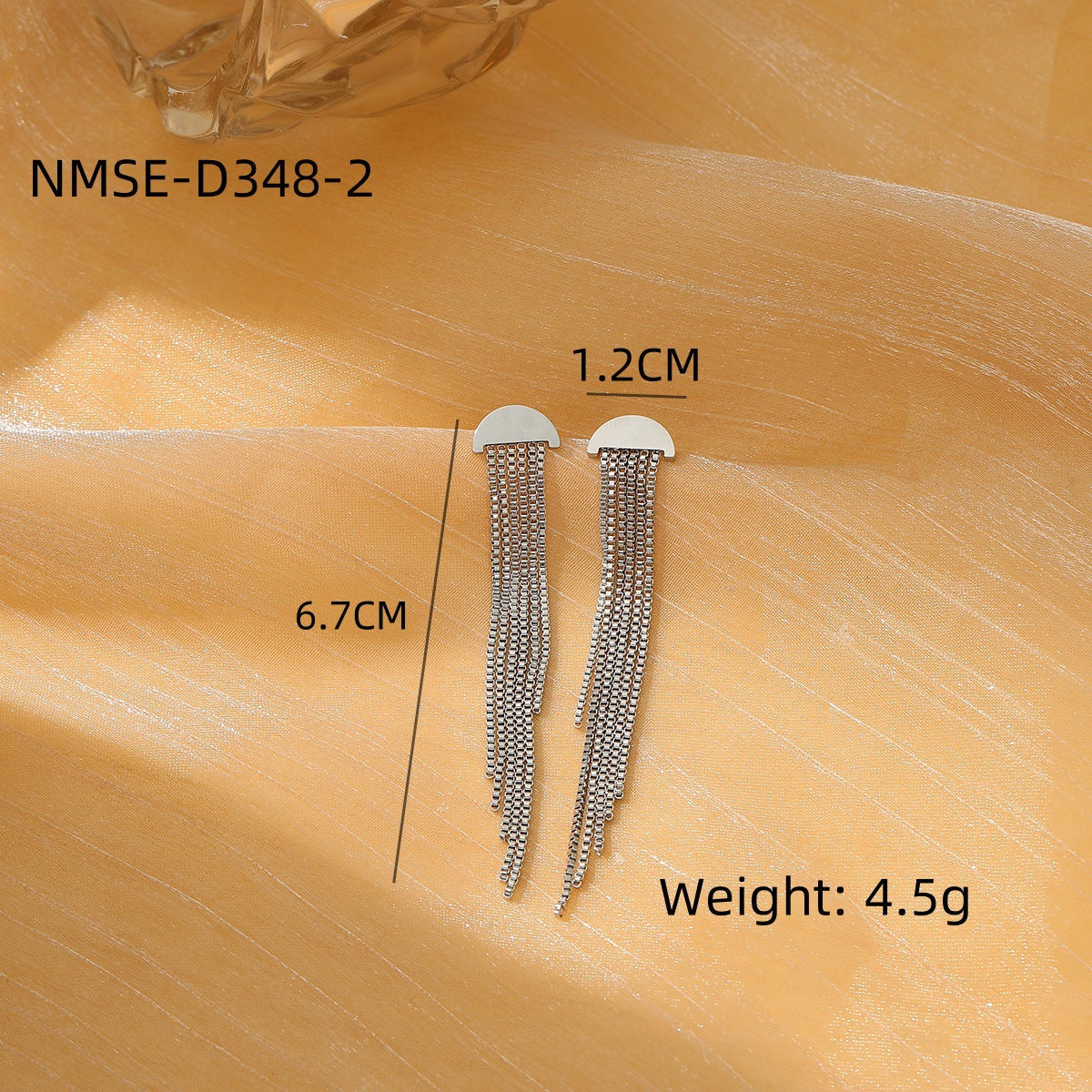 Tassel Pearl Titanium Steel Earrings Women Light Luxury High Grade Diamond Embedded Non Fading Stainless Steel Eardrop One Size NMSE-D348-2 Steel Color