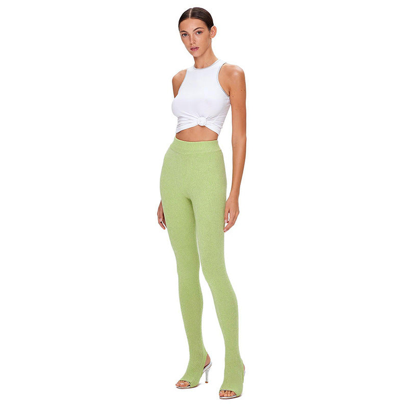 Women Clothing Woolen Tight Trousers High Waist Hip Lift Stirrup Leggings