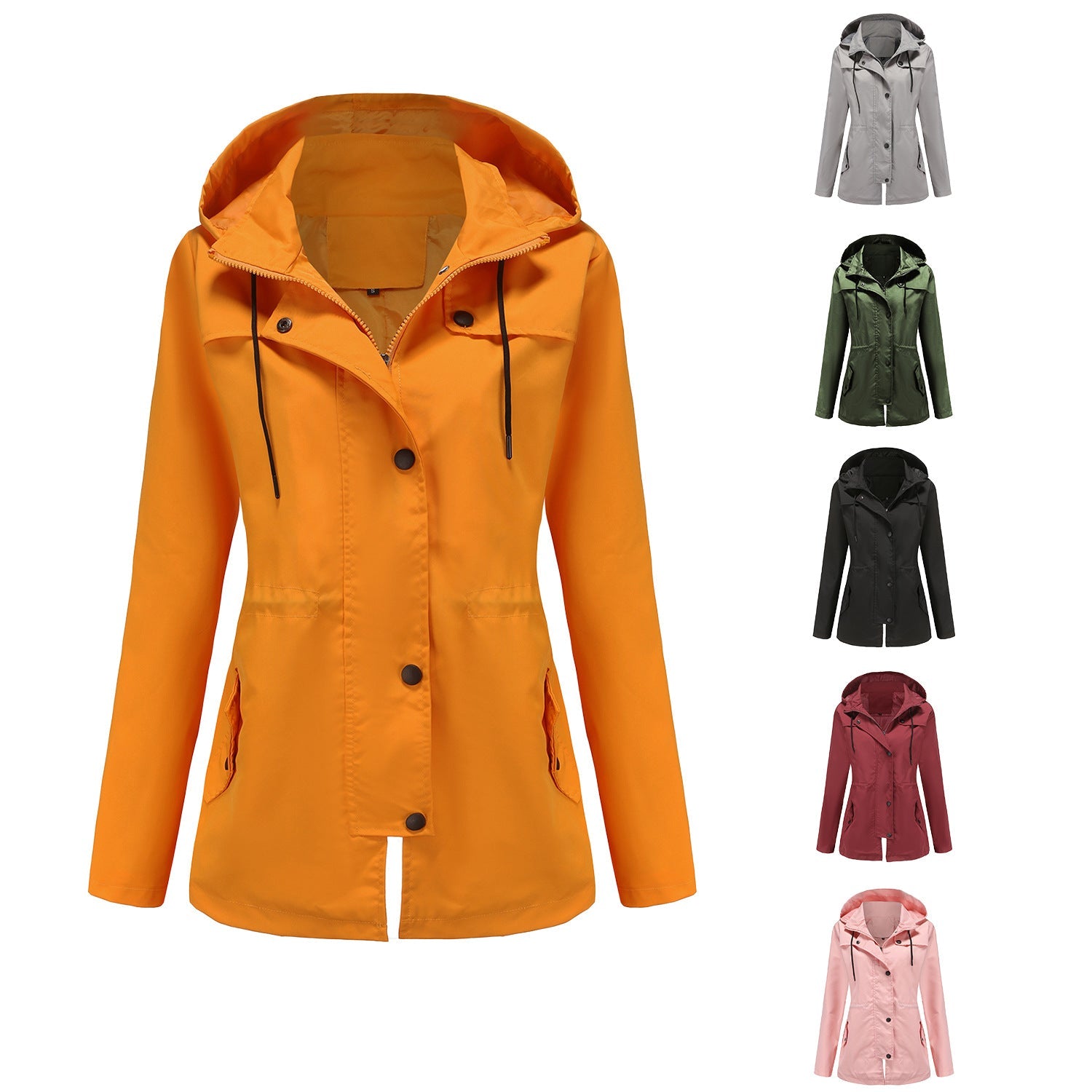 Windbreaker Women Women Mid Length Cardigan Hooded Coat Outdoor Raincoat