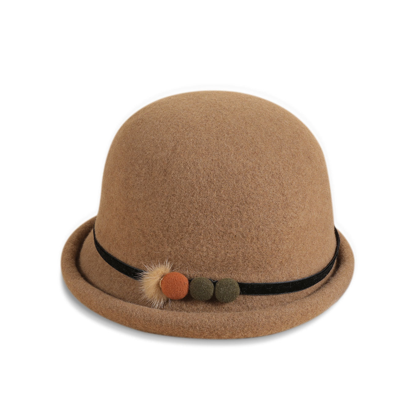 Woolen Curling Warm Fisherman Hat Women Autumn Winter Elegant Retro Graceful Busket Hat One Size Khaki