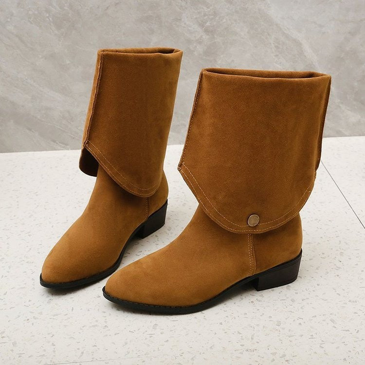 Western Cowboy Boot Pointed Toe Knight Boots Autumn Winter Chunky Heel Sexy Boots