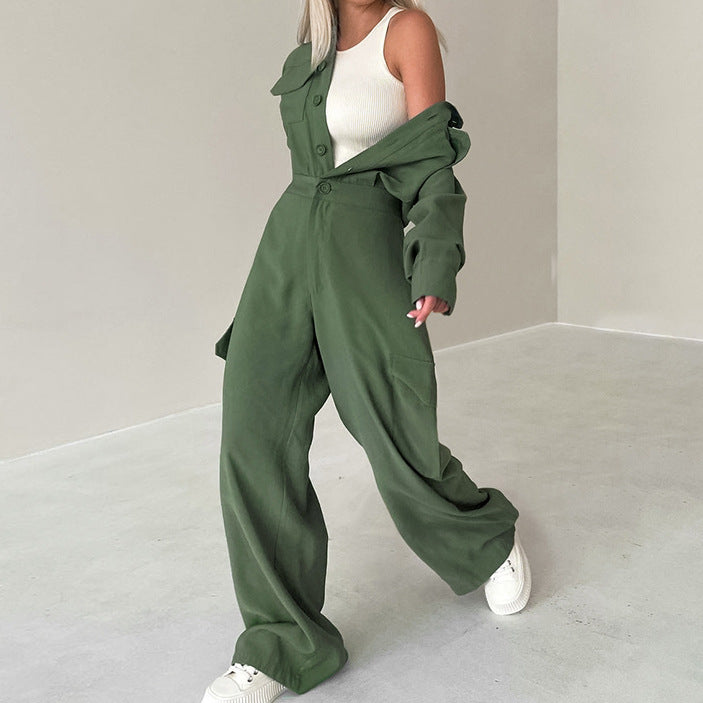 Workwear Mountain Long Sleeved Trousers Jumpsuit Autumn Winter Women Clothing