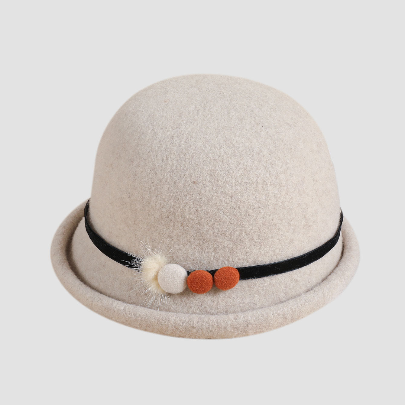 Woolen Curling Warm Fisherman Hat Women Autumn Winter Elegant Retro Graceful Busket Hat One Size Ivory