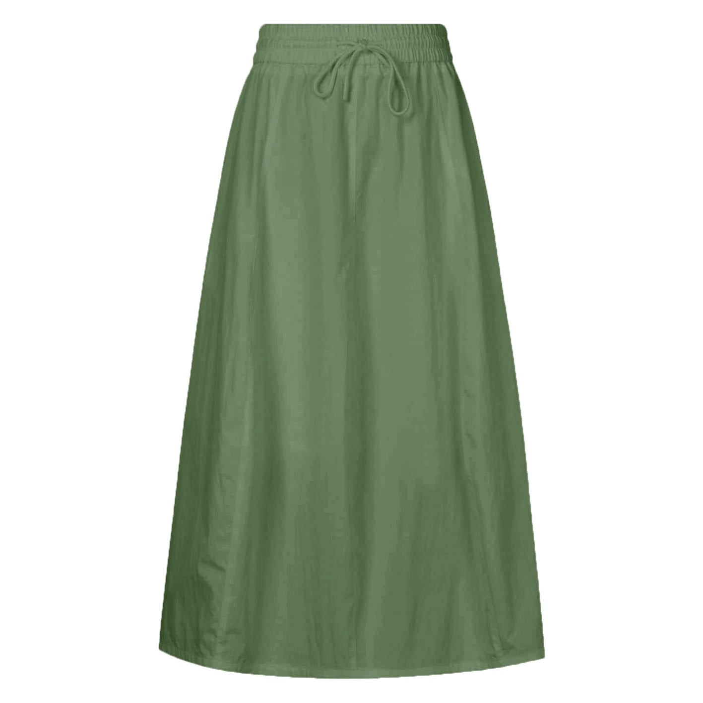 Women Clothing Cotton Skirt Autumn Winter High Waist Slit Solid Color Long Skirt Army Green