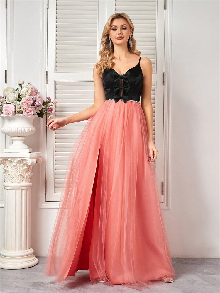 Arrival Mesh Stick on Crystals Stitching Elegant a Party Cocktail Dress Bridesmaid Dress Women Pink