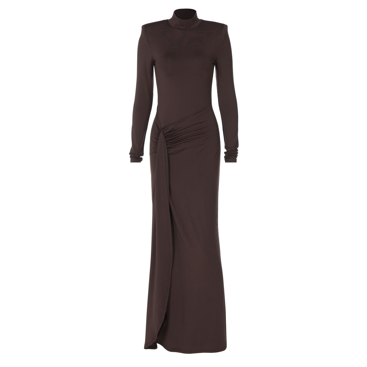 Women Clothing Winter Sexy Slit Sheath Dress Sexy Turtleneck Slim Fit Dress