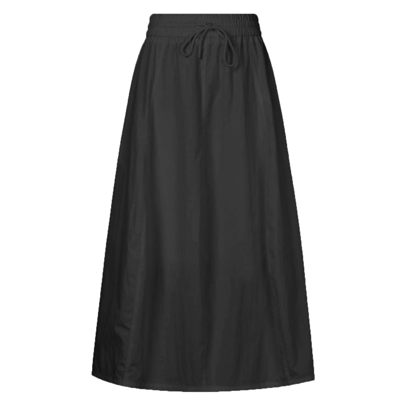 Women Clothing Cotton Skirt Autumn Winter High Waist Slit Solid Color Long Skirt Black