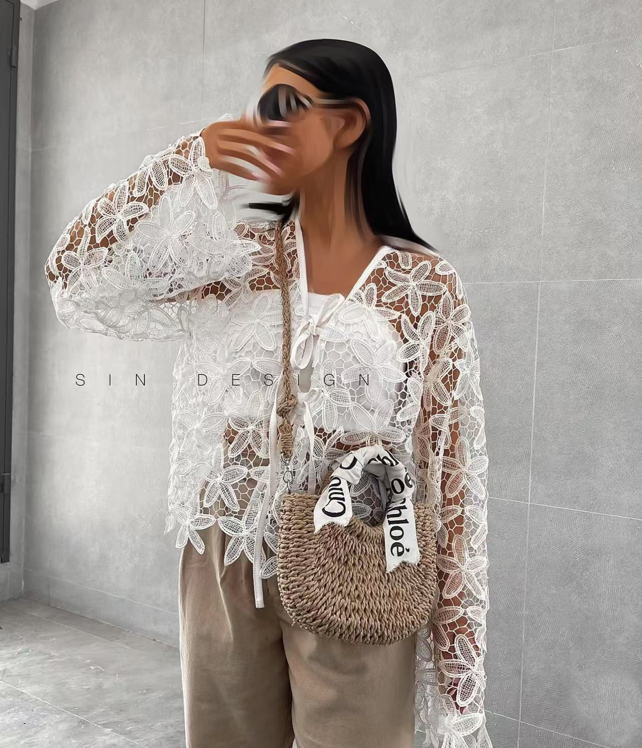 Spring Summer Elegant Refined Handmade Lace Floral Cutout Embroidered Tube Top Bandage Dress Coat White