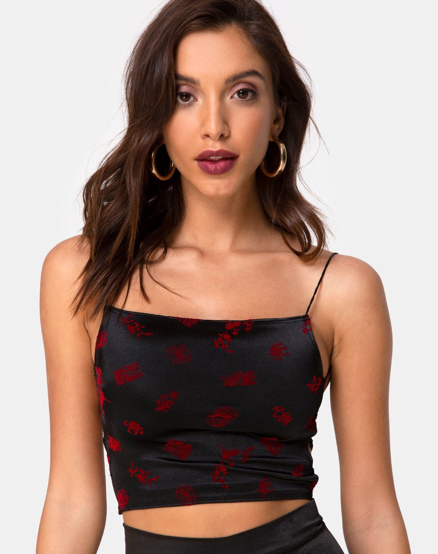 Summer Sexy Slim Fit Camisole Supply Backless Small Sling Black and Red