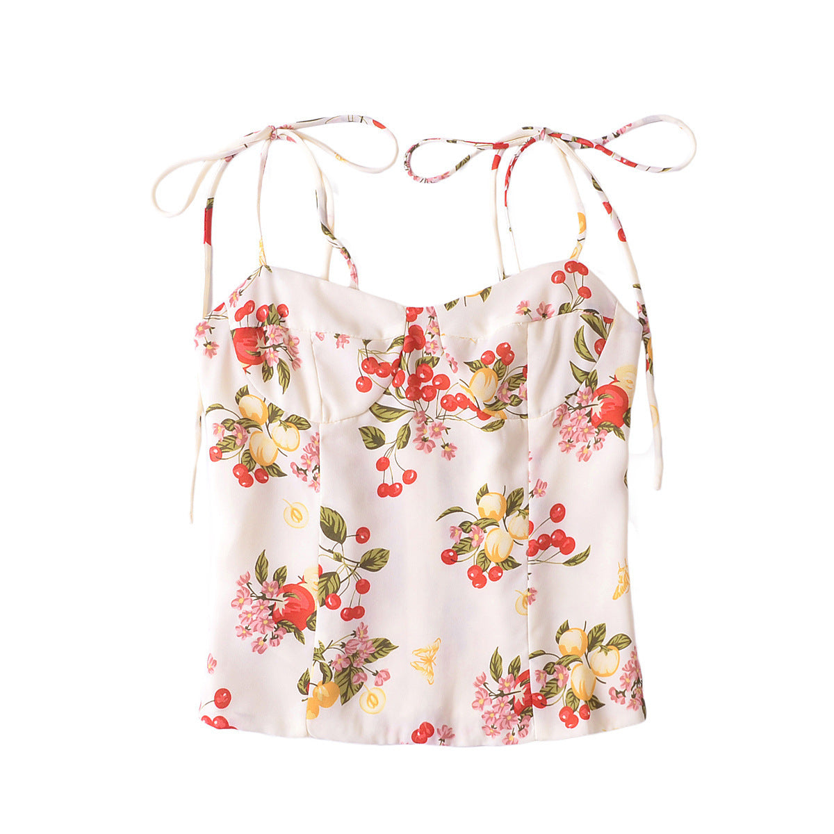 Vintage Court Polka Dot Printed Chiffon Camisole French Square Collar Sexy Slim Fit Small Top Floral