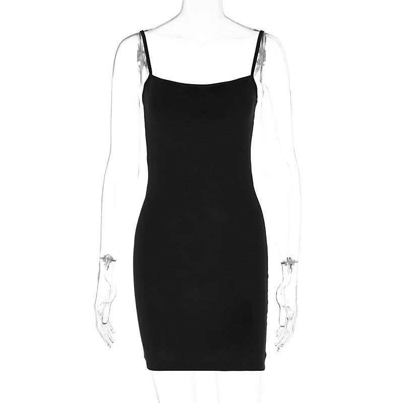 Summer Sexy Sleeveless Slim Fit Backless Sheath Dress Women Clothing Black