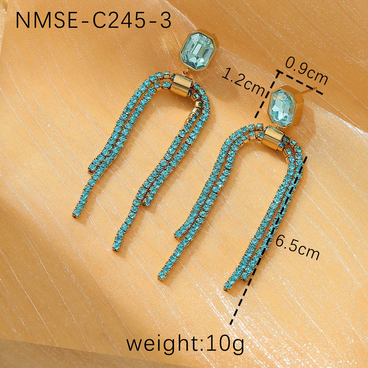 Tassel Pearl Titanium Steel Earrings Women Light Luxury High Grade Diamond Embedded Non Fading Stainless Steel Eardrop One Size NMSE-C245-3 Gold-Blue