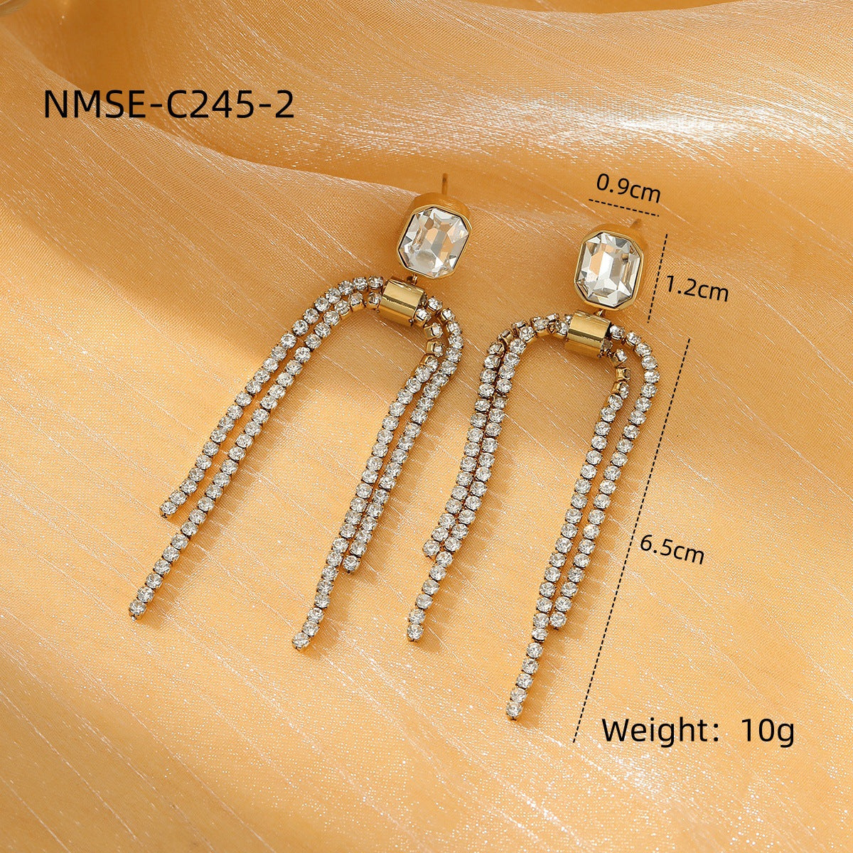 Tassel Pearl Titanium Steel Earrings Women Light Luxury High Grade Diamond Embedded Non Fading Stainless Steel Eardrop One Size NMSE-C245-2 Gold-White