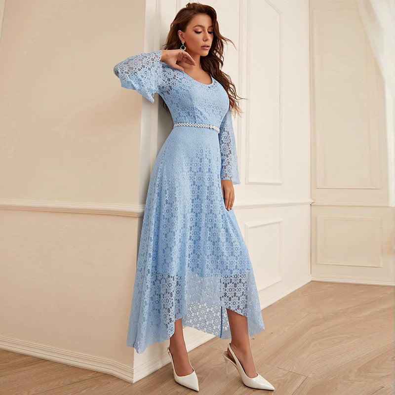 Women Clothing Spring Summer Casual Two Piece Set Maxi Dress Round Neck A line Big Hem Dress