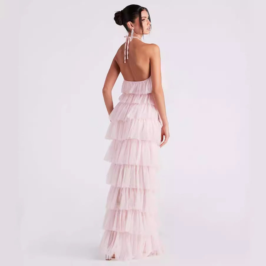 Women Clothing Party Sexy Dress Pink Maxi Dress