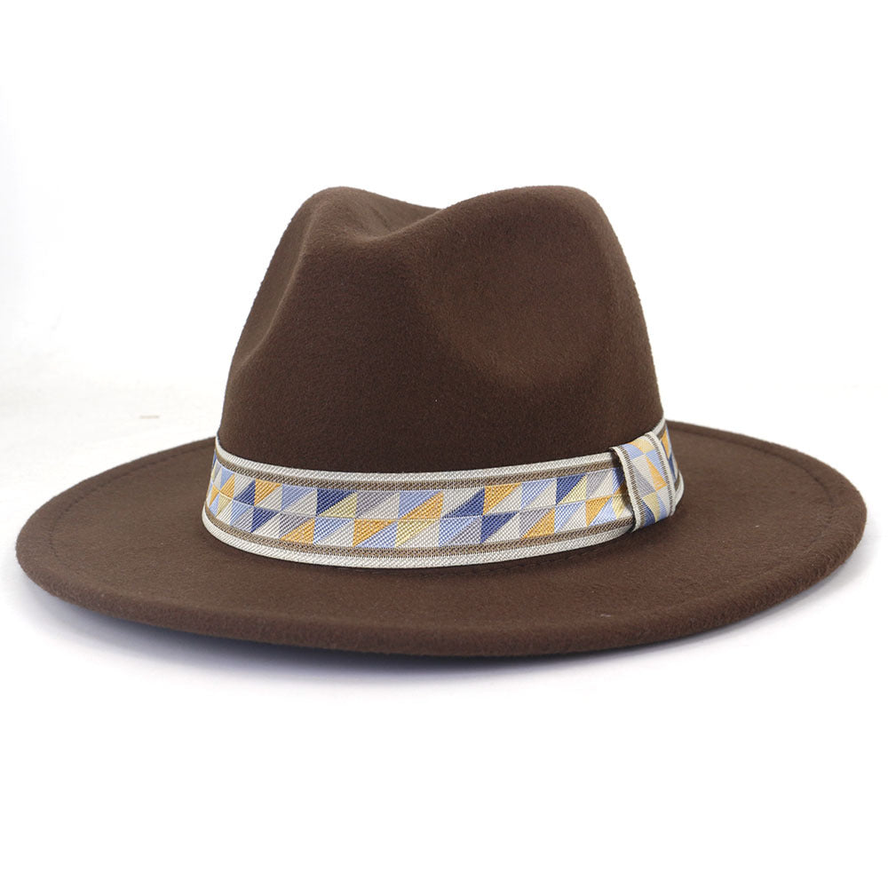 [Minimum order quantity is 2 pieces]Ethnic Woolen Hat Autumn Winter British Men Women Woolen Hat 58cm Brown