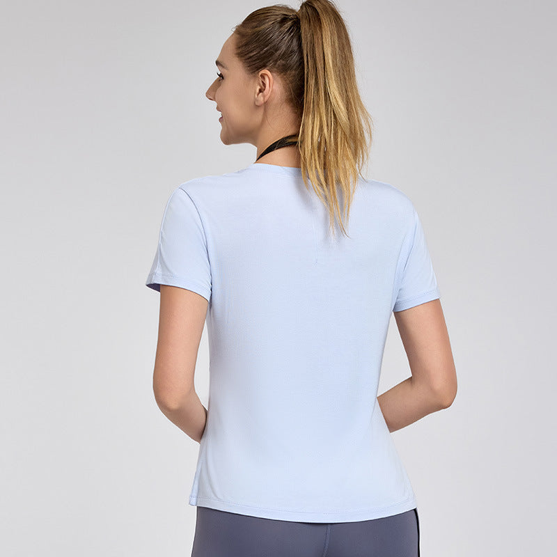 Yoga Jacket T shirt Women Two Side Arc Slim Fit Slimming Sports Short Sleeve Crew Neck Breathable Workout Clothes