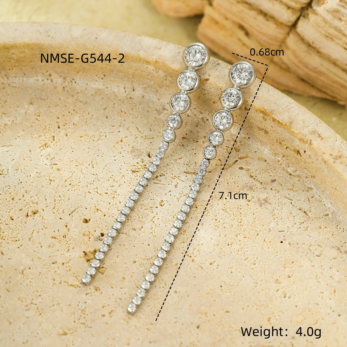 Women Wild Long Fringed Zircon Earrings Design Ear Studs Earrings One Size Steel Tassel