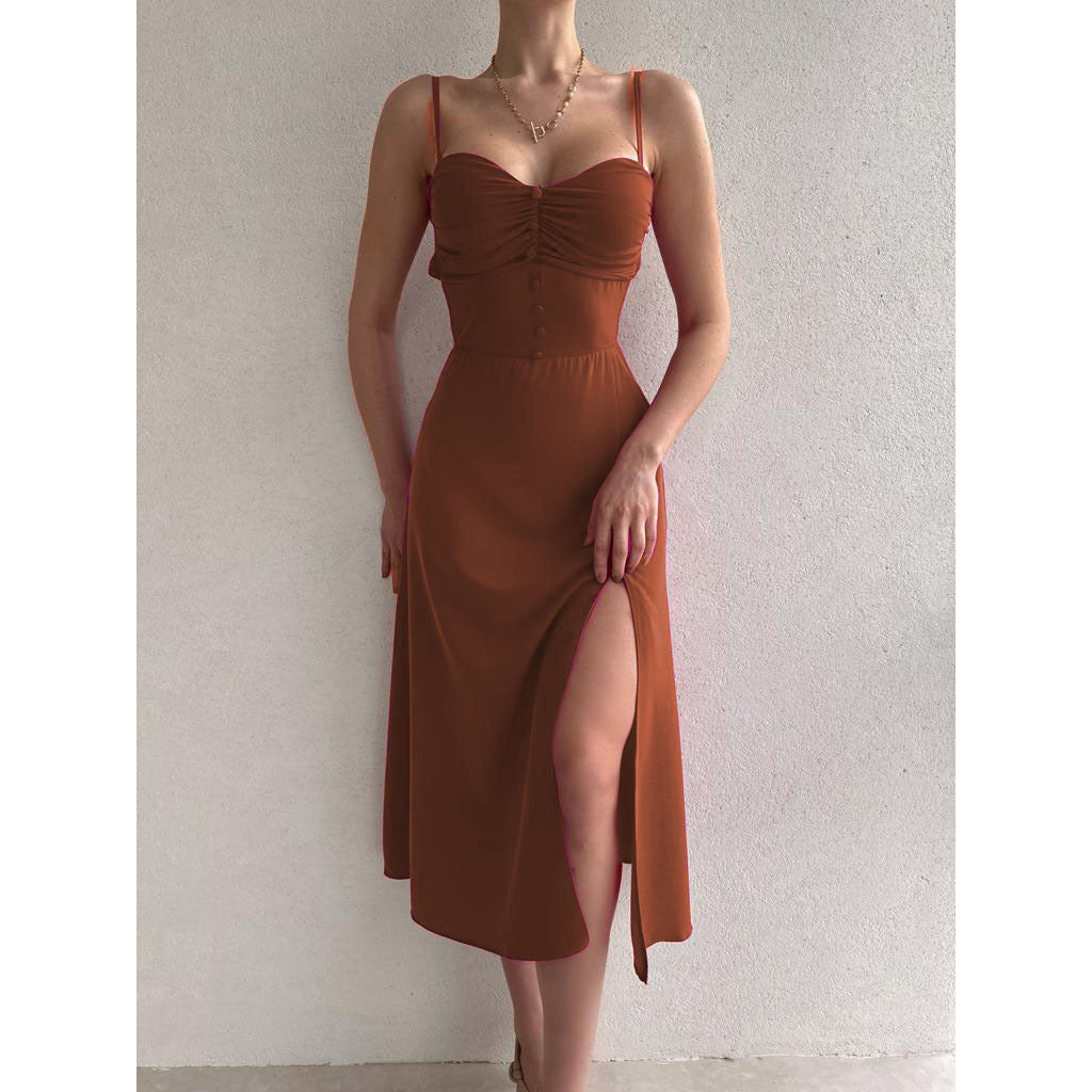 Summer Trendy Waist Trimming Spaghetti Straps Dress