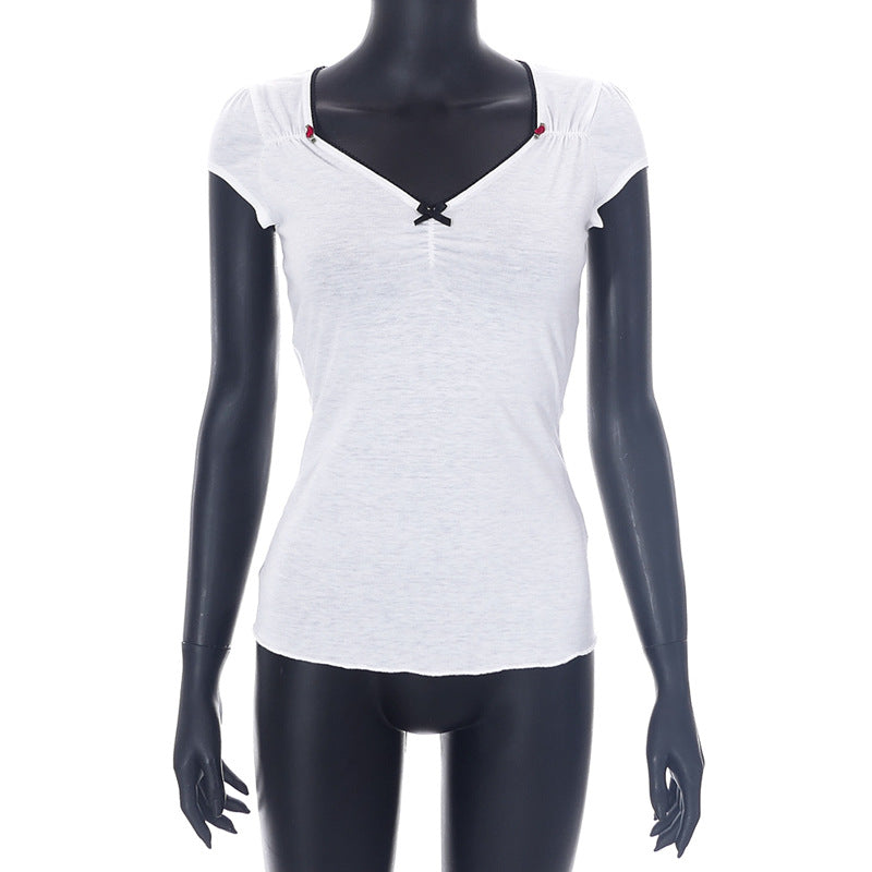 Women Clothing Spring Summer Solid Color Sleeveless Slim Casual T shirt White