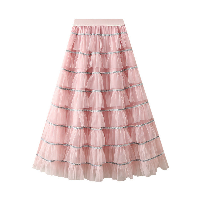 Women Autumn Winter High Waist Slimming Midi Skirt