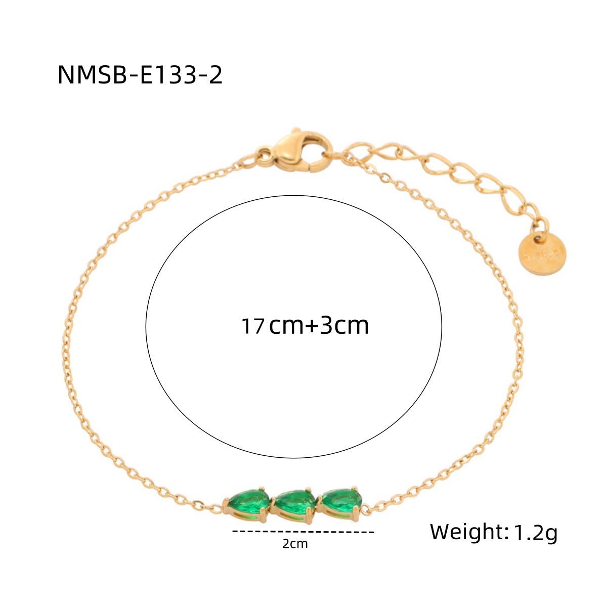 Water Drop Zircon Titanium Steel Bracelet Women Simple Colorful Crystals Personality Stainless Steel Bracelet One Size Gold Lvzuan