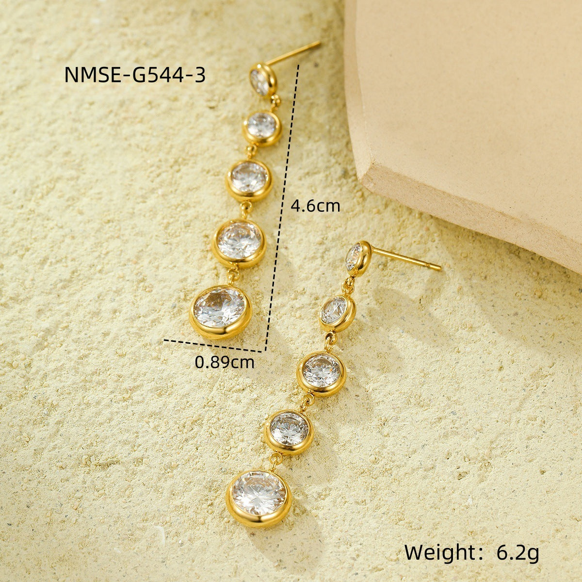 Women Wild Long Fringed Zircon Earrings Design Ear Studs Earrings One Size Gold