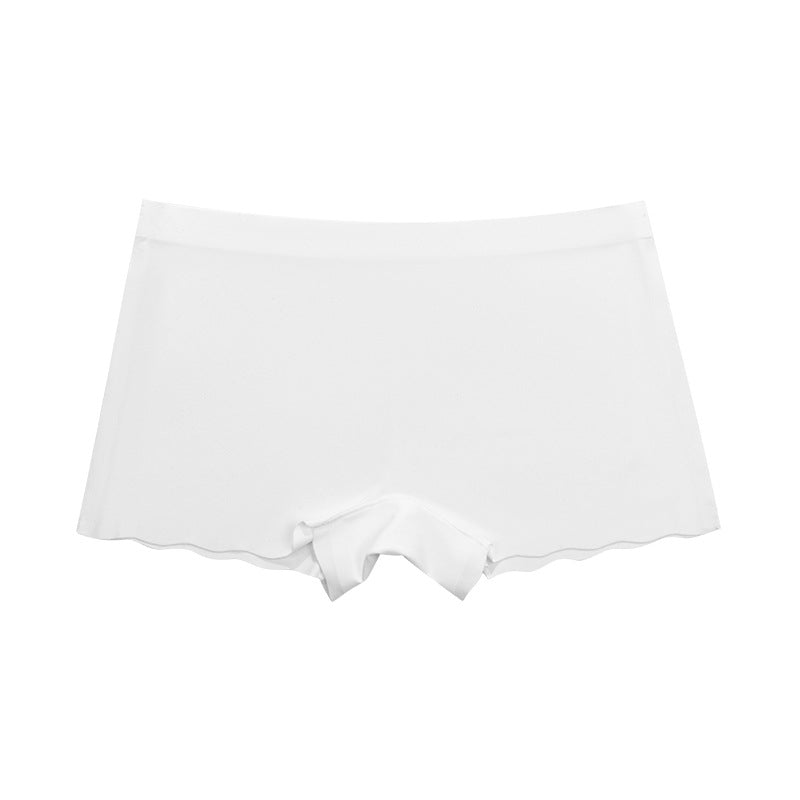 Wave Floral Seamless Boxers Women's Cotton Crotch Breathable Skin-Friendly Mid-Waist One-Piece Women's Boxer Shorts White