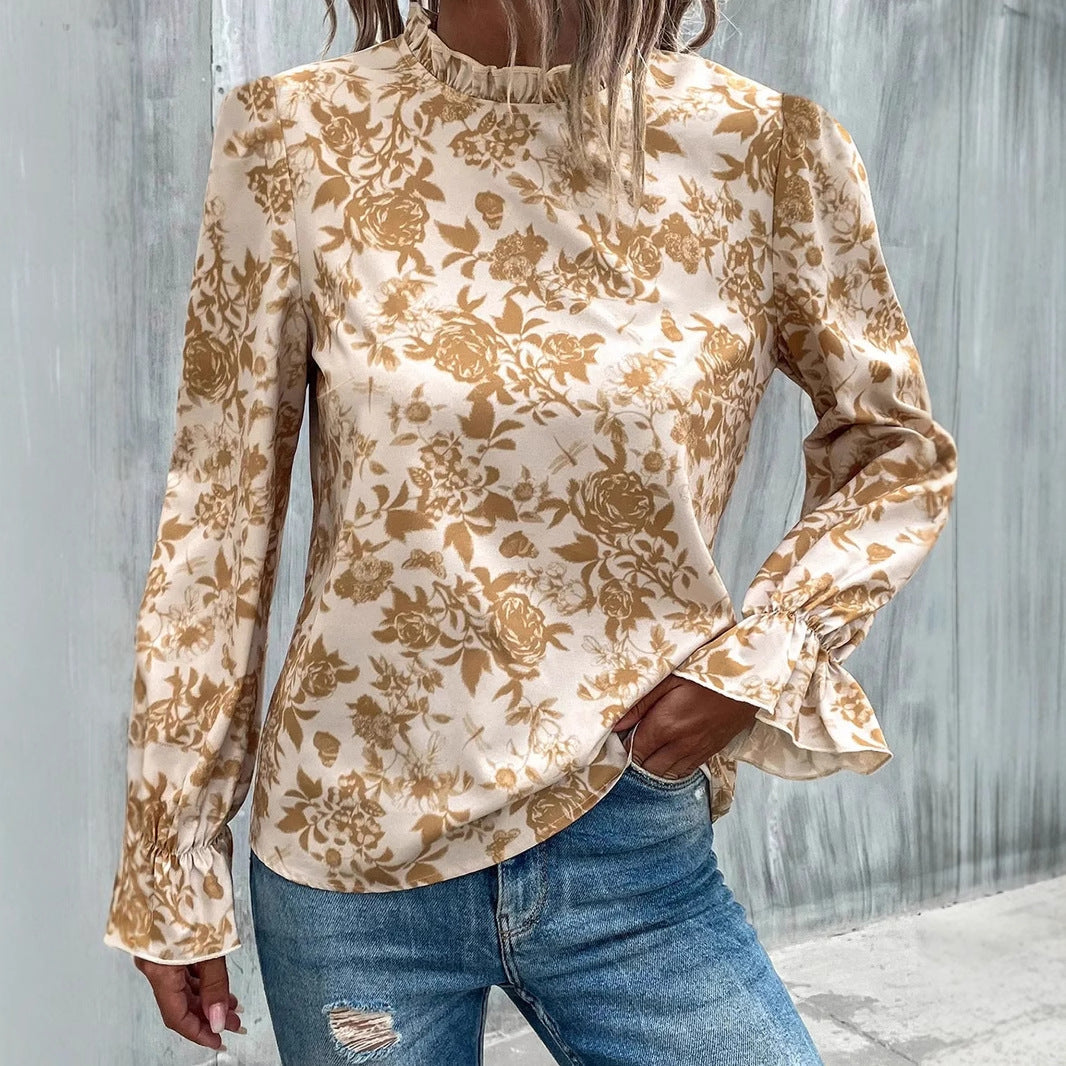 Women Spring Floral Print Casual Shirt