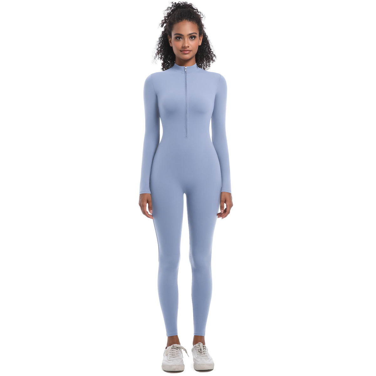 Zipper Nude Feel Long Sleeve Yoga Jumpsuit High Strength Running Fitness Clothes Sports Trend One Piece Tights