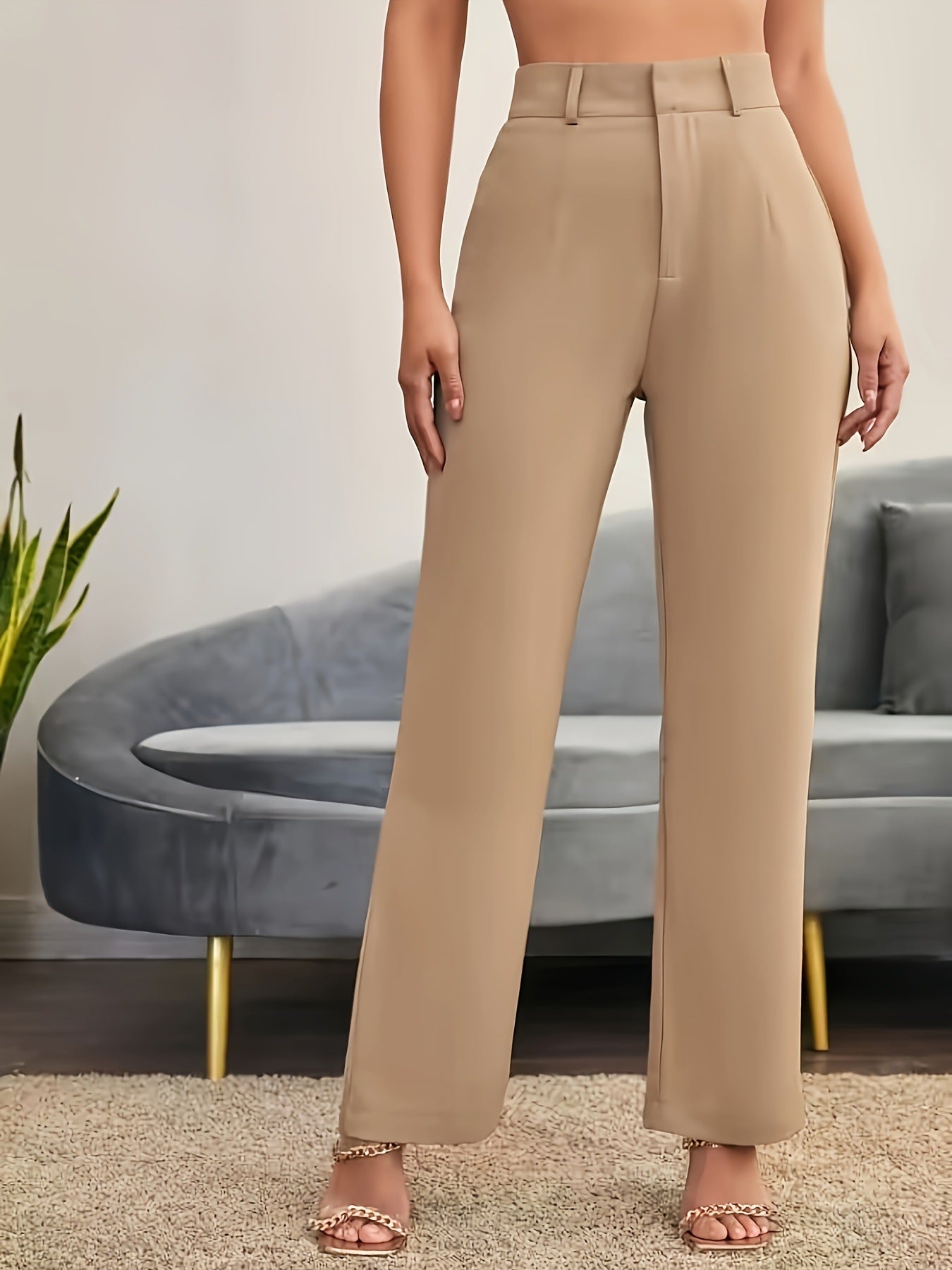 Women Clothing High Waist Casual Work Pant Slim Fit Slimming Work Pant Women Trousers Autumn Occupation Pants Khaki