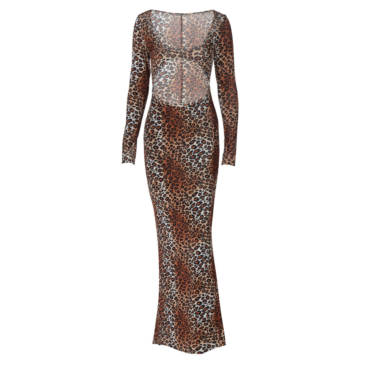 Winter Suede Leopard Print Dress Sexy Cutout Slim Fit Dress Women