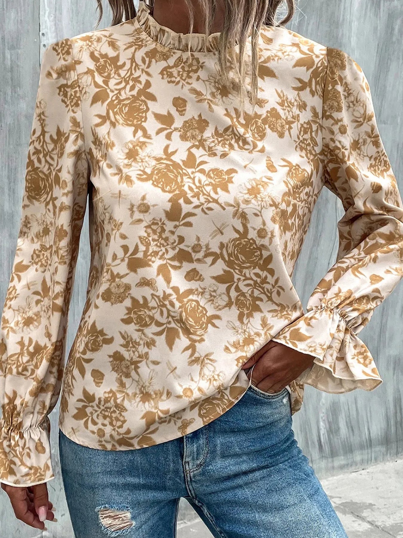 Women Spring Floral Print Casual Shirt Multi