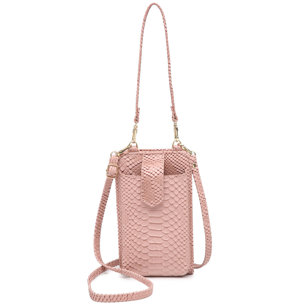 Women Bags Mobile Phone Bag Snake Pattern Ostrich Grain Shoulder Messenger Bag One Size Snake Pattern Pink