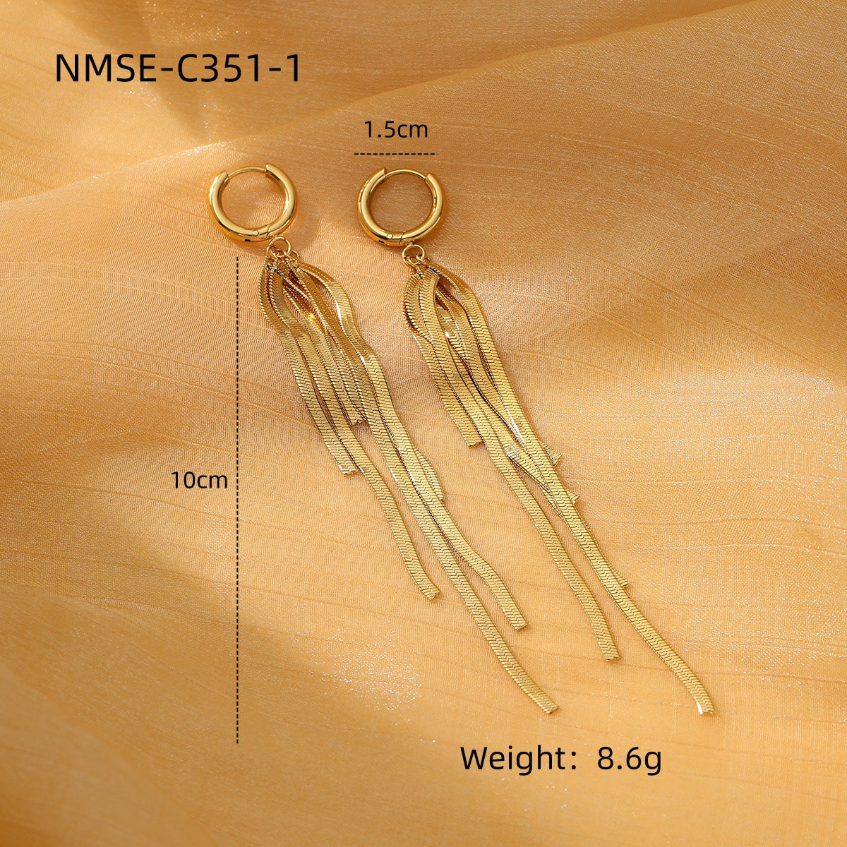 Tassel Pearl Titanium Steel Earrings Women Light Luxury High Grade Diamond Embedded Non Fading Stainless Steel Eardrop One Size NMSE-C351-1 Gold