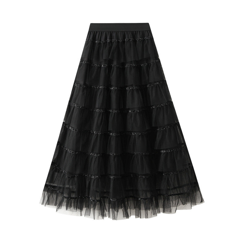 Women Autumn Winter High Waist Slimming Midi Skirt One Size Black